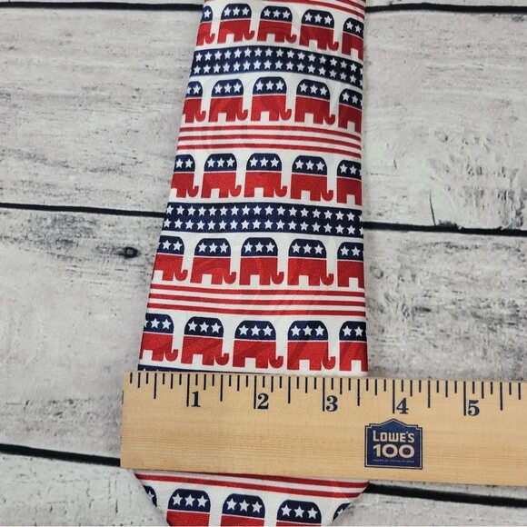 Parquet Mens Republican Elephant Red White and Blue Neck Tie - Picture 5 of 8